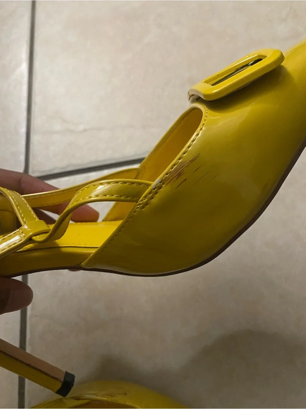 Yellow Pointed-Toe Slingback Heels